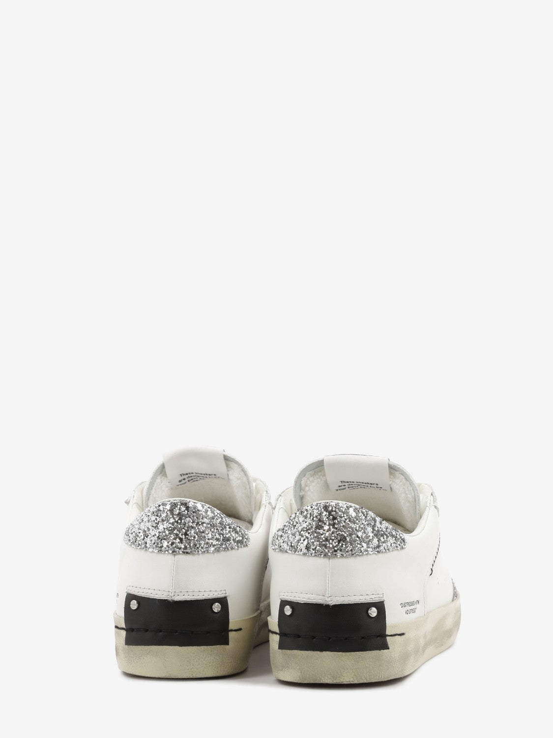 Sneakers Distressed bianco/glitter argento