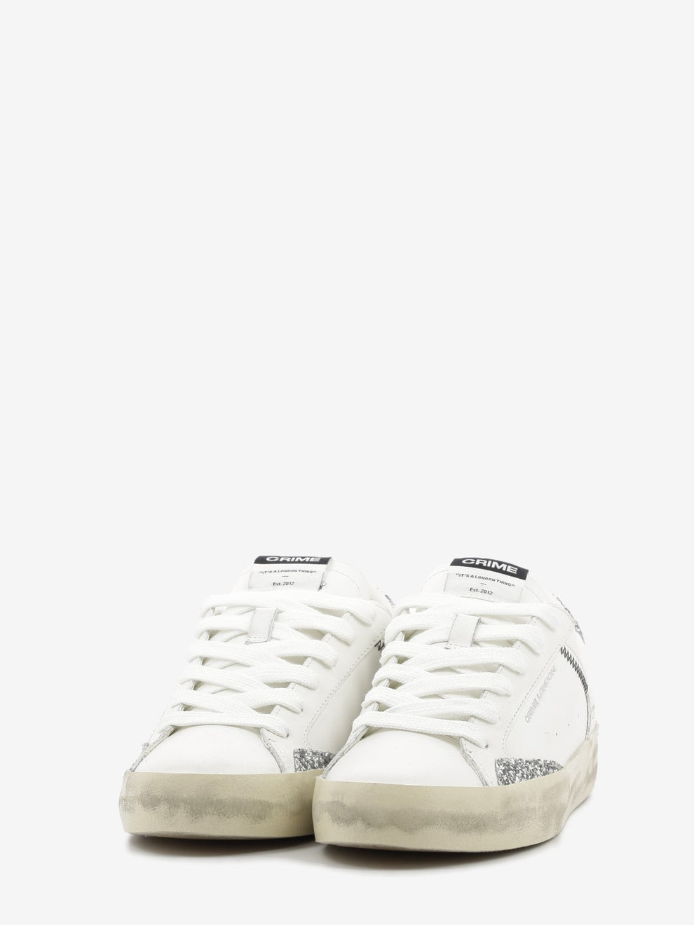 Sneakers Distressed bianco/glitter argento