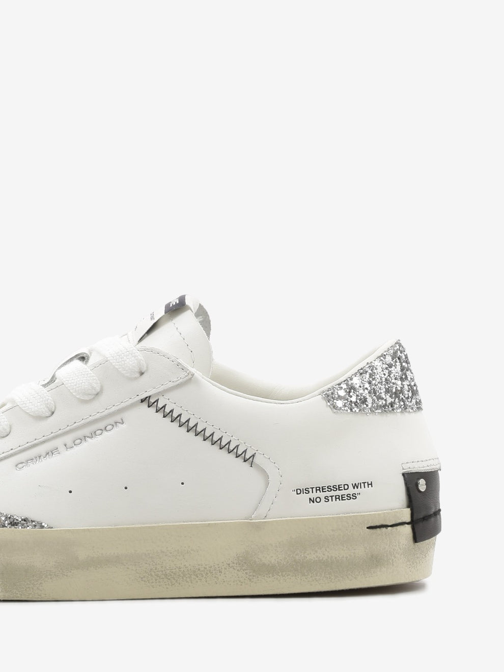 Sneakers Distressed bianco/glitter argento