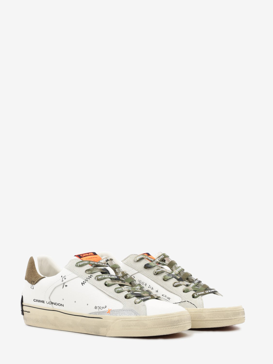 Sneakers Distressed bianco / militare