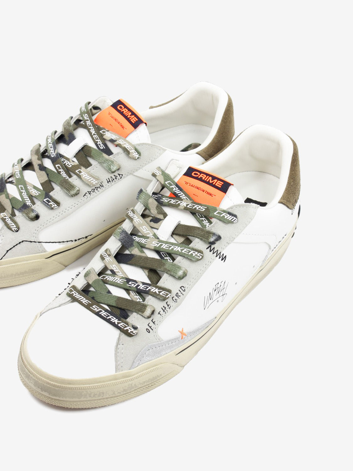 Sneakers Distressed bianco / militare