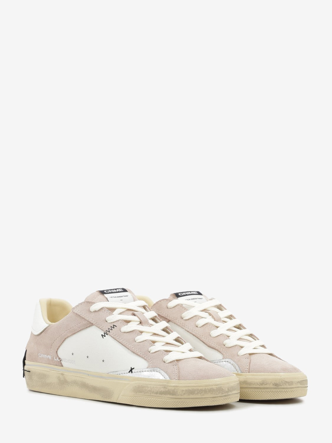 Sneakers Distressed bianco / rosa suede