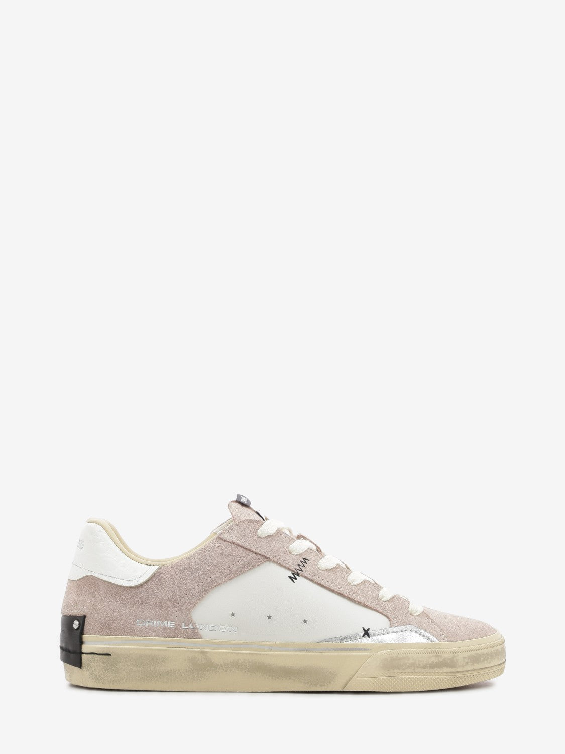 Sneakers Distressed bianco / rosa suede