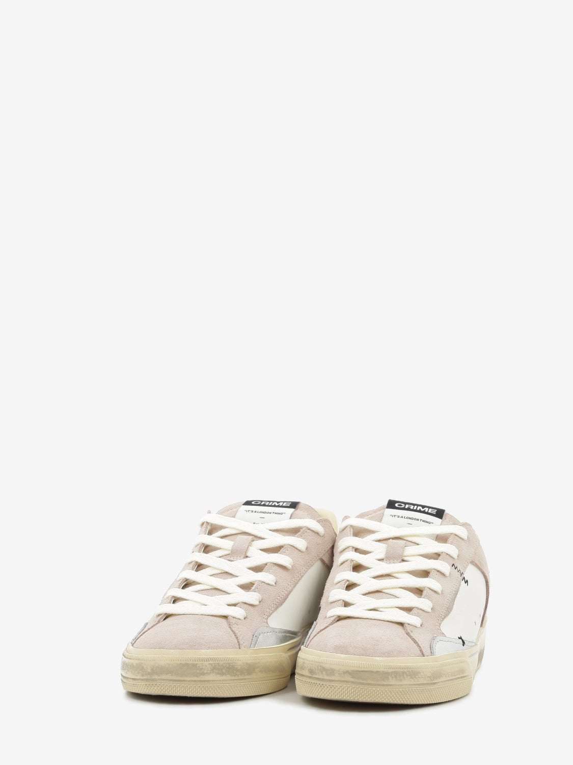 Sneakers Distressed bianco / rosa suede