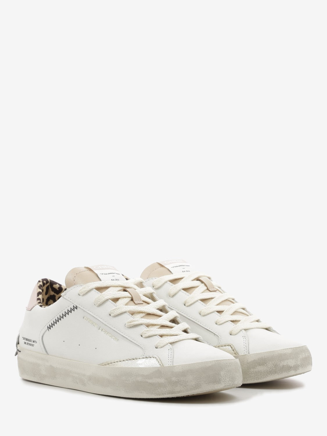 White / Pink Distressed Sneakers