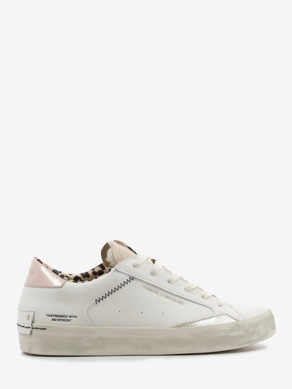 White / Pink Distressed Sneakers