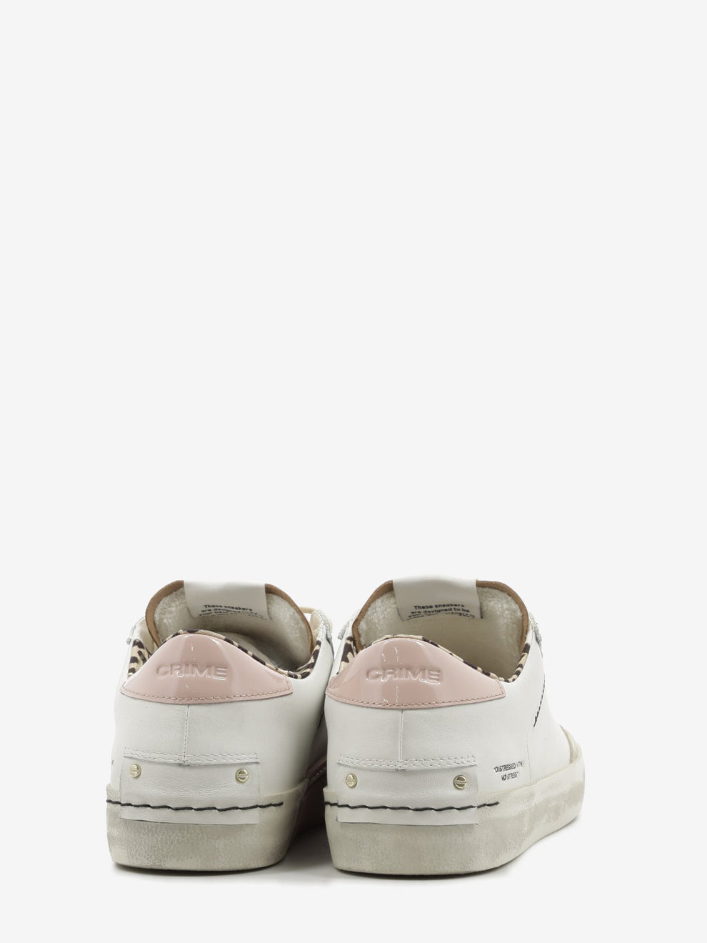 White / Pink Distressed Sneakers