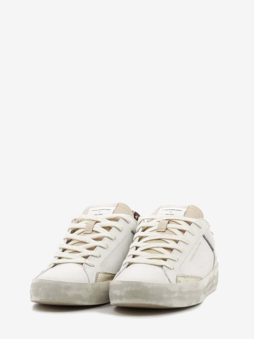 White / Pink Distressed Sneakers