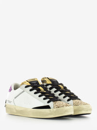 Distressed goldrush white sneakers