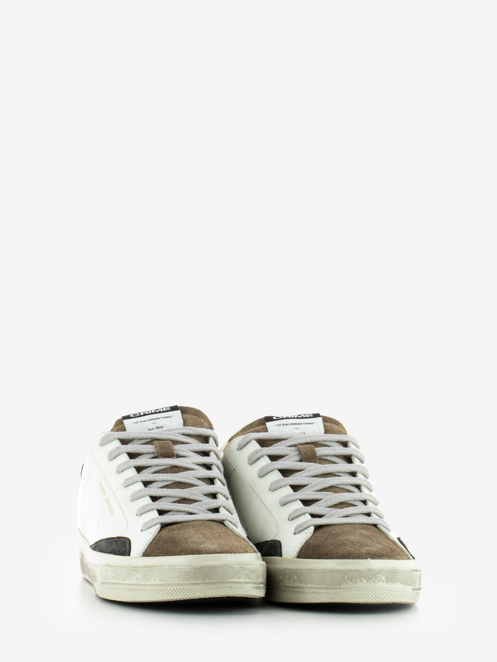Distressed sneakers in white leather
