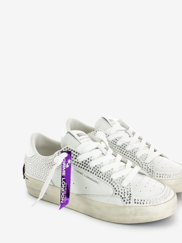 CRIME - Sneakers Deluxe con strass bianche