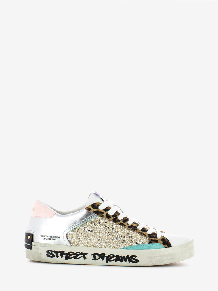 CRIME - Sneakers Distressed bianco / animalier