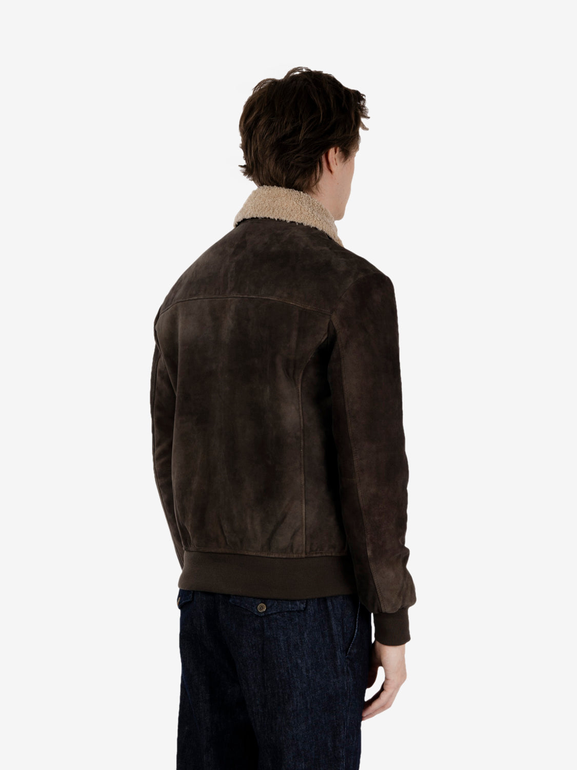 Giubbotto in suede testa di moro