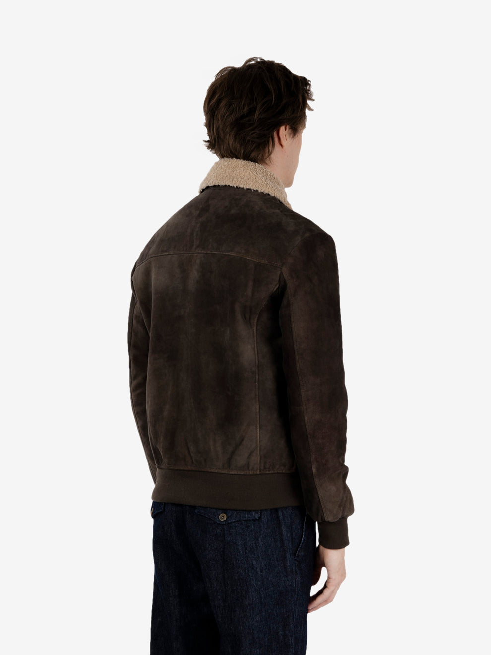 Giubbotto in suede testa di moro