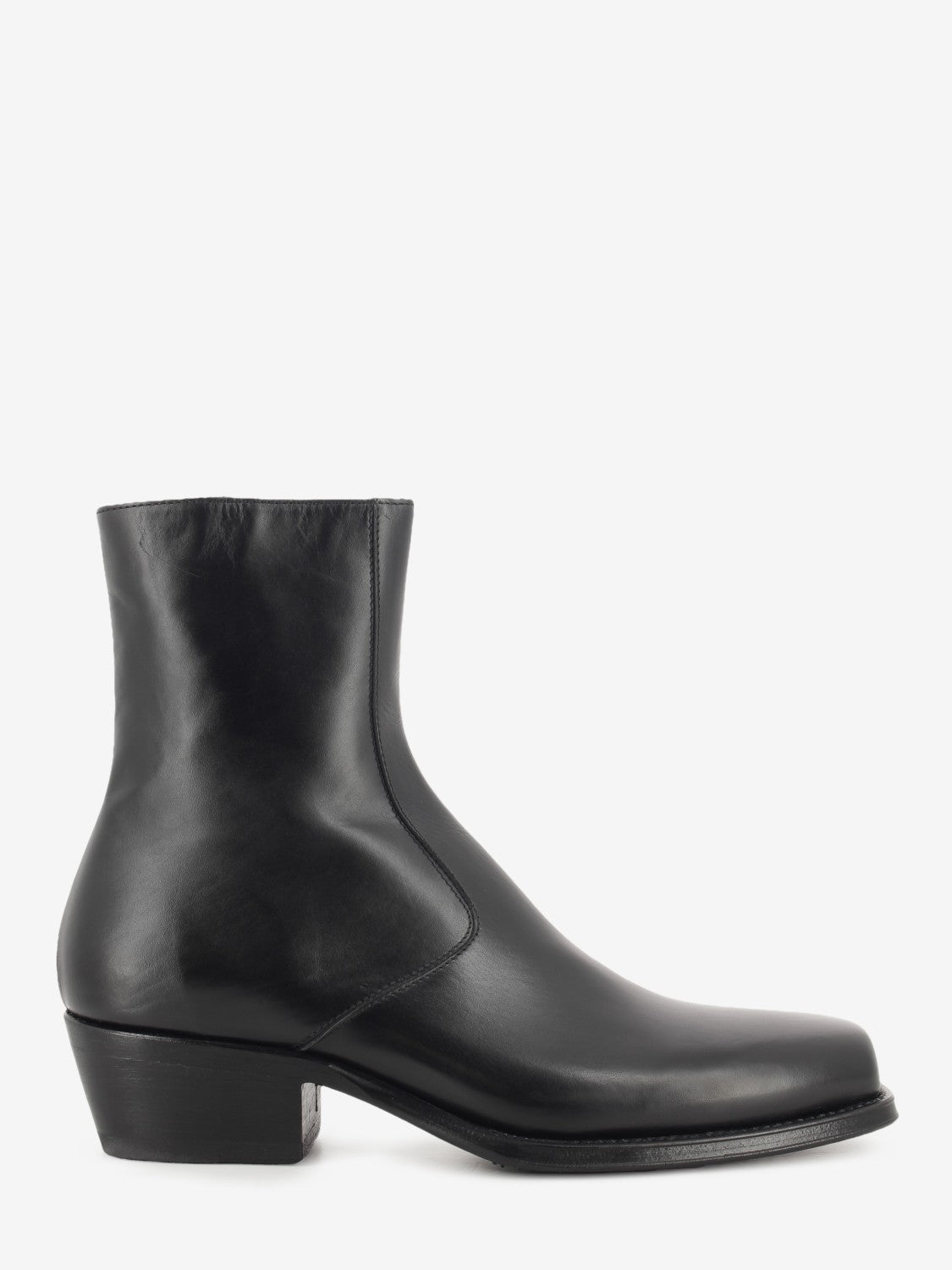 Tronchetto con zip in pelle nero