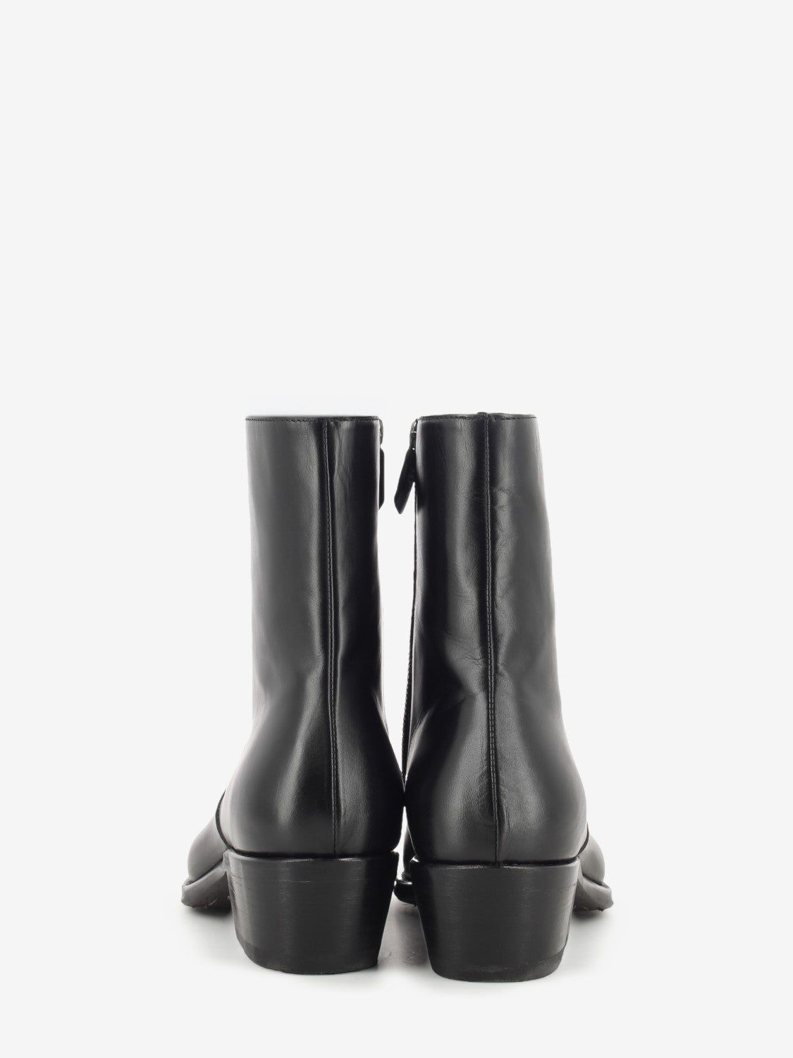 Tronchetto con zip in pelle nero