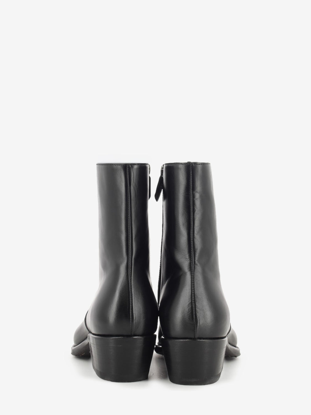 Tronchetto con zip in pelle nero