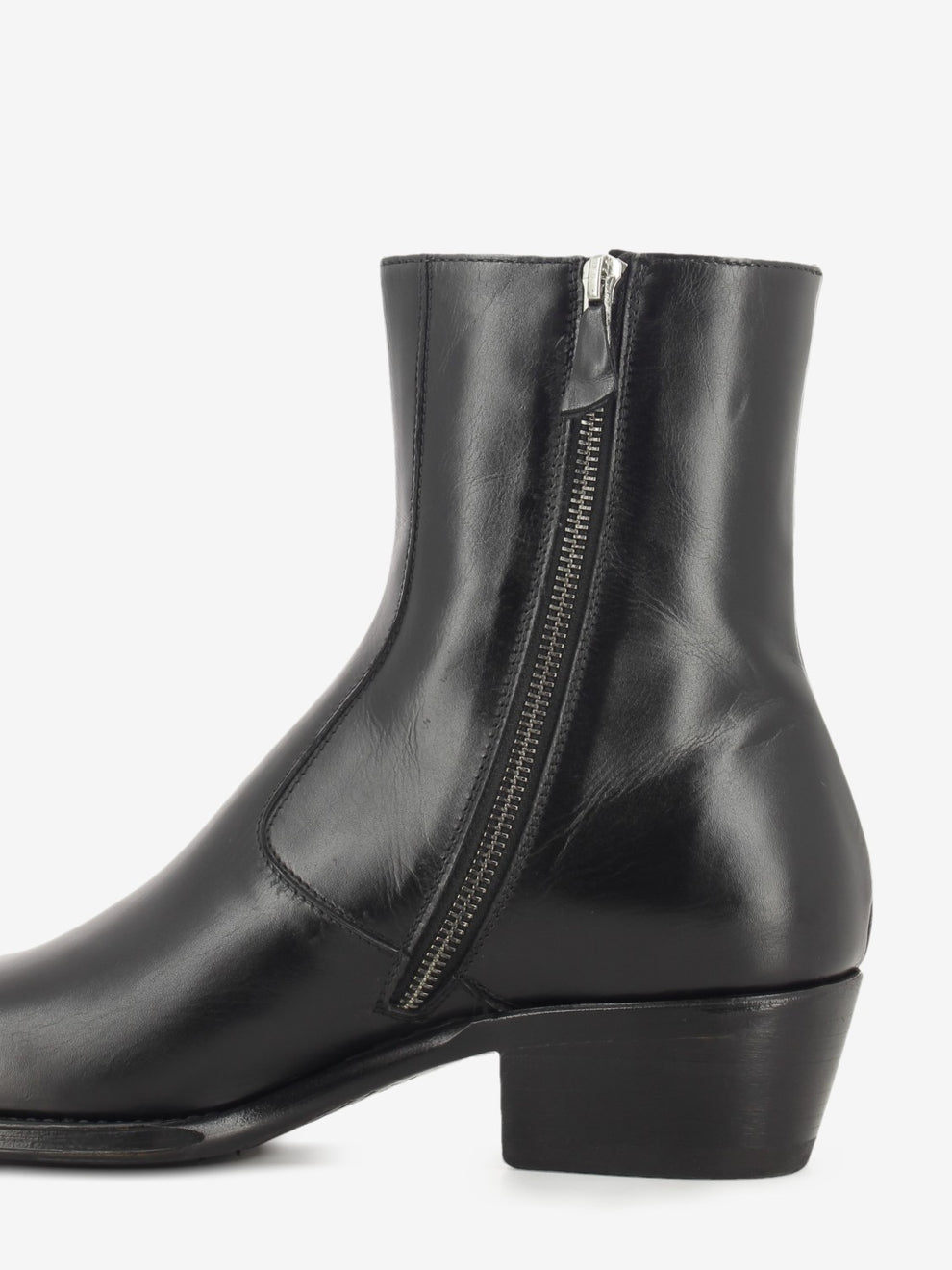 Tronchetto con zip in pelle nero