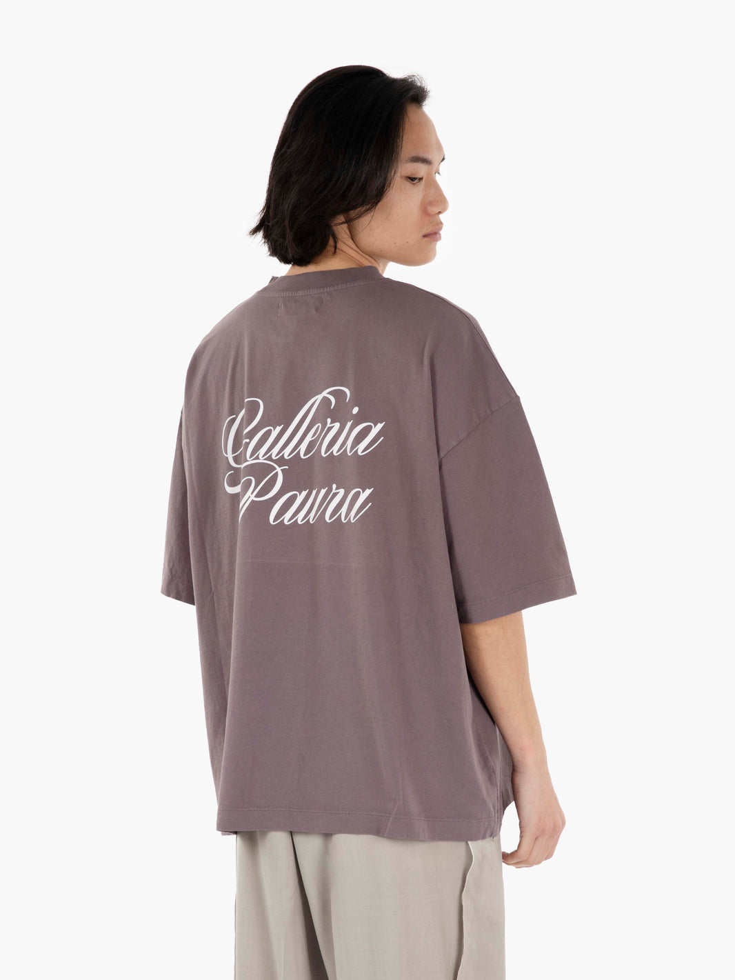 Costa oversized tee stampa lettering plum