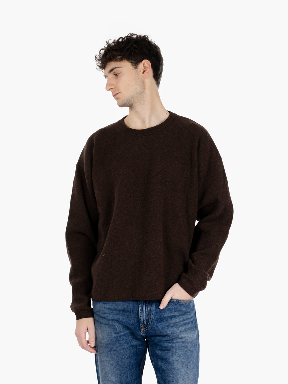 CREWNECK SWEATER WOOL BROWN GALLERY ORESTE_BROWN