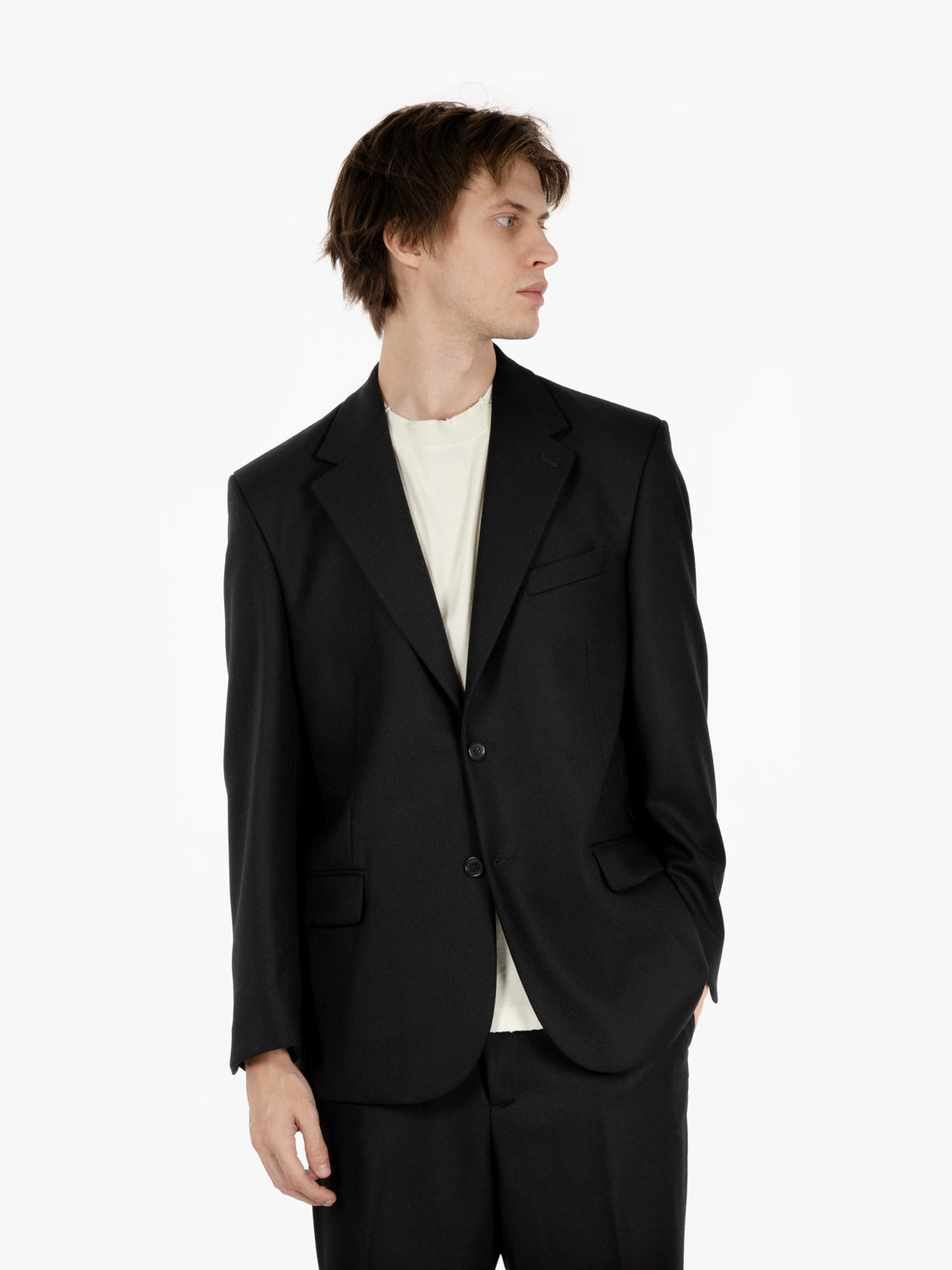 Giacca monopetto in lana nero