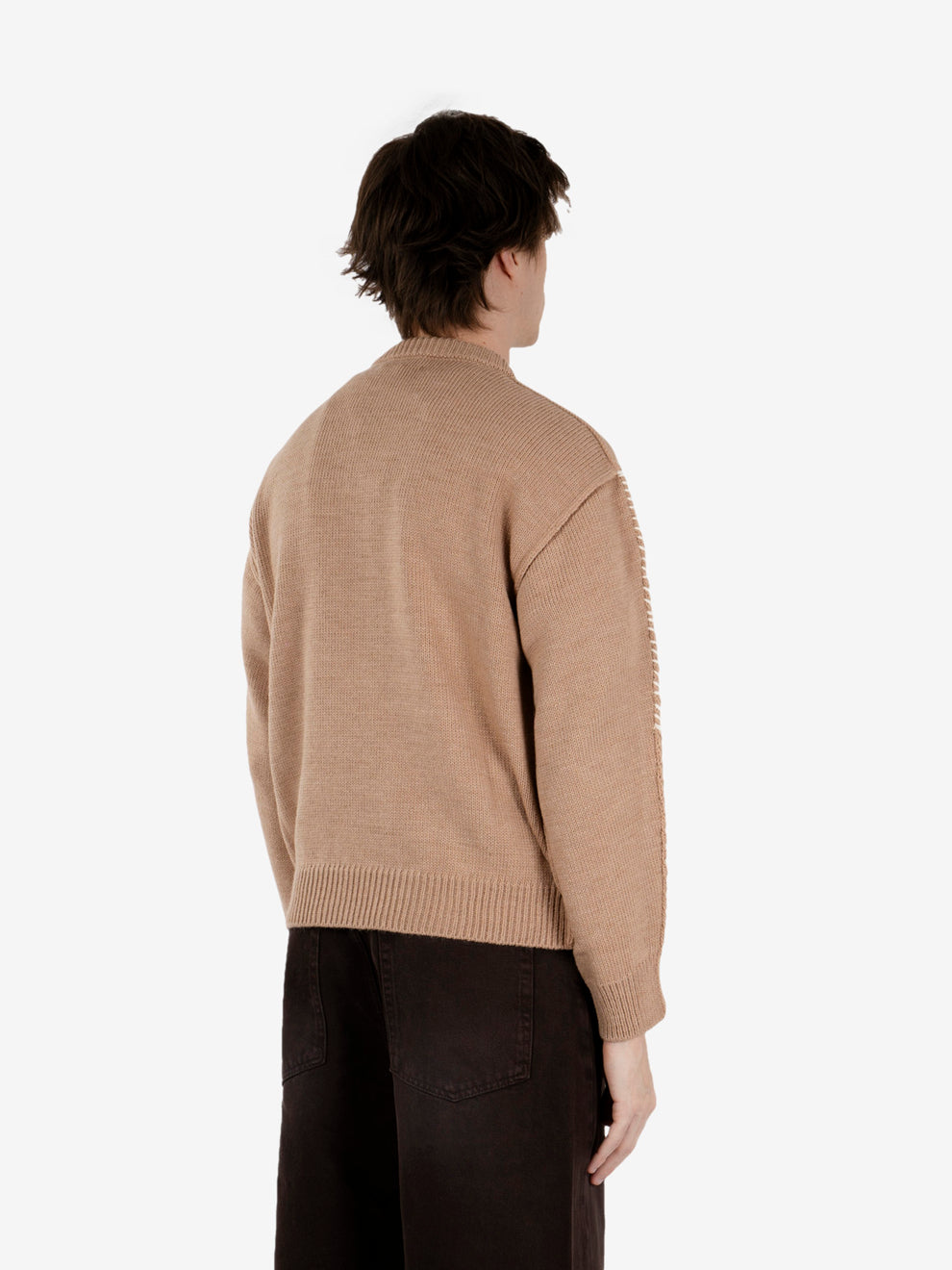 Hotaka contrast stitch crewneck beige