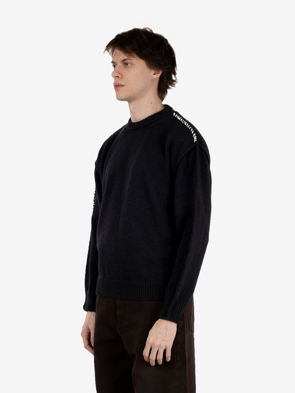 Hotaka contrast stitch crewneck black