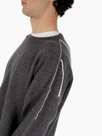 Riccione crew neck sweater in grey wool