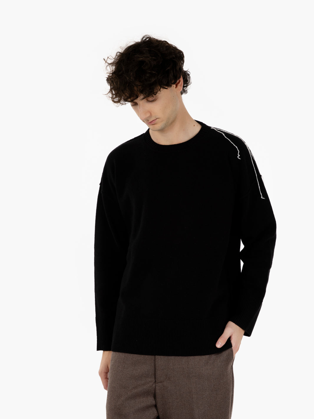 Maglione Riccione girocollo in lana nero