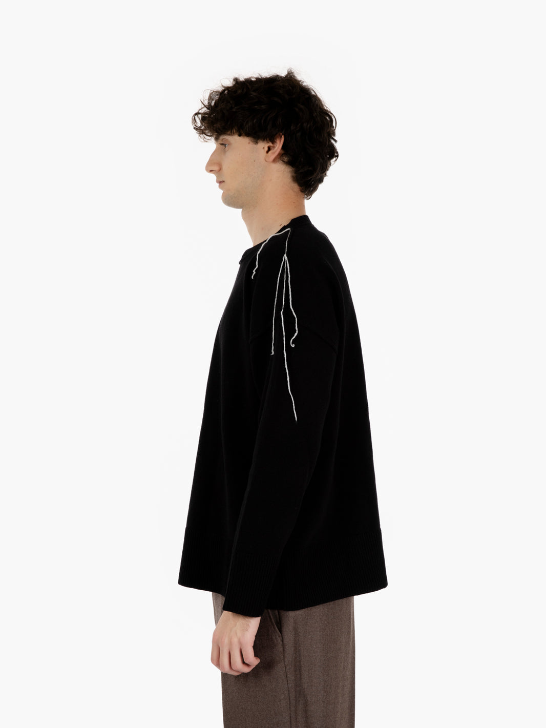 Maglione Riccione girocollo in lana nero