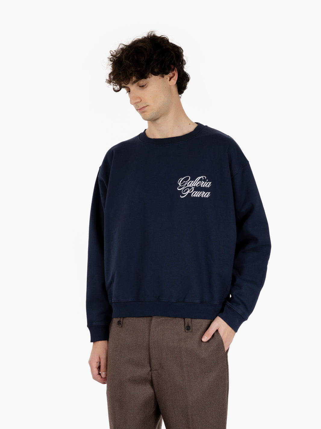 Oversized crewneck galleria corsivo dark blue