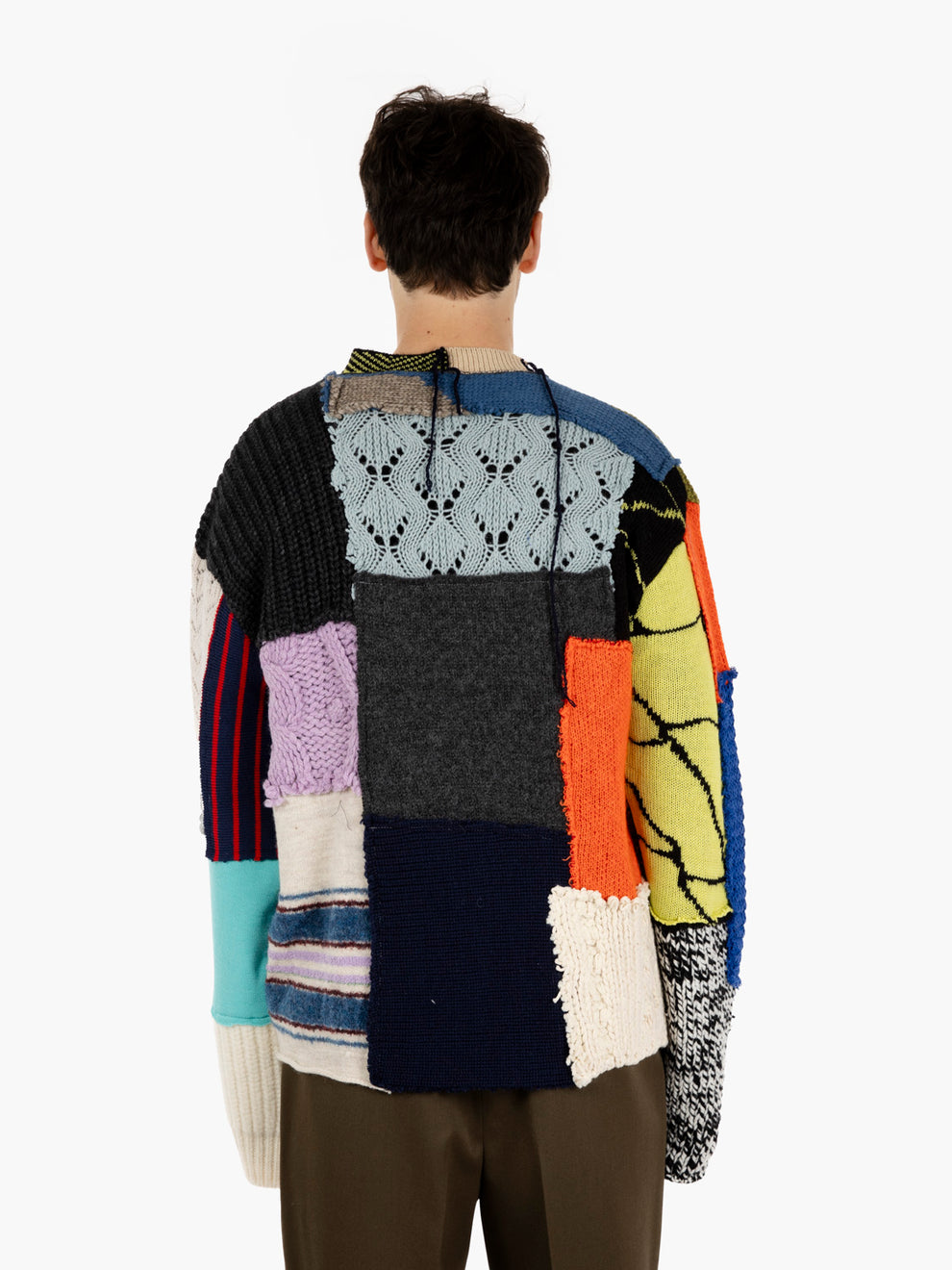 Patchwork sweater wool dark multicolor