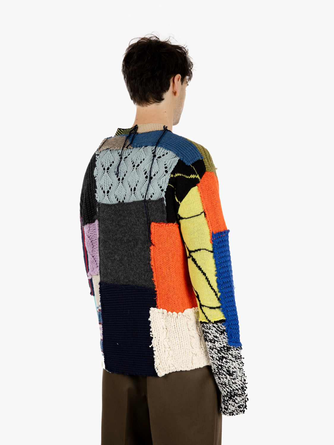 Patchwork sweater wool dark multicolor