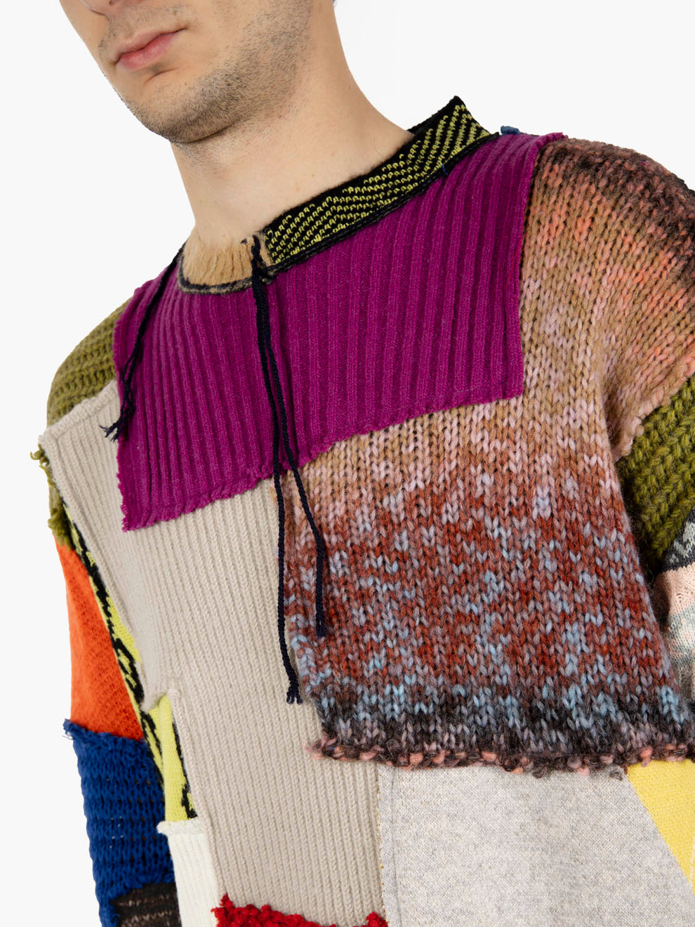 Patchwork sweater wool dark multicolor