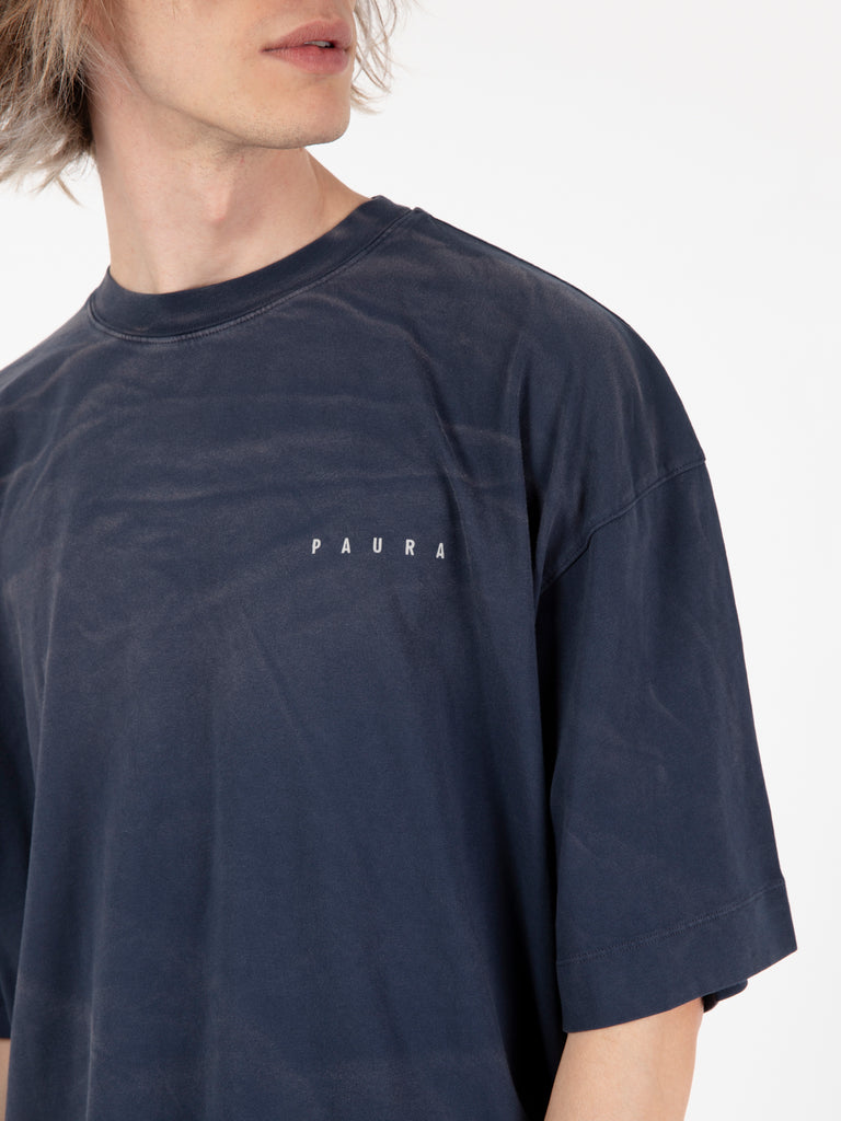 DANILO PAURA - T-shirt effetto dirty dark blue