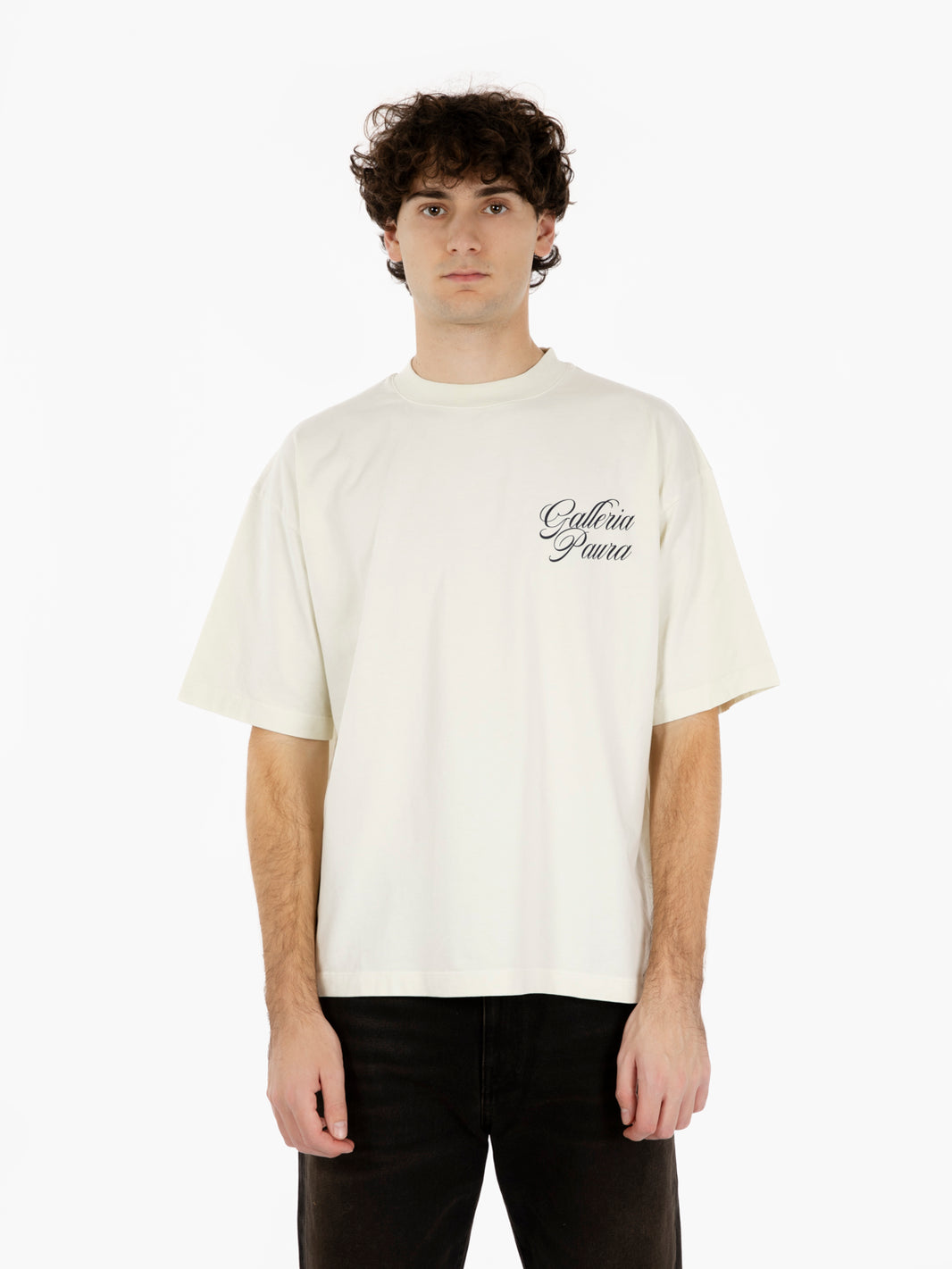 T-shirt oversize Galleria corsivo off white