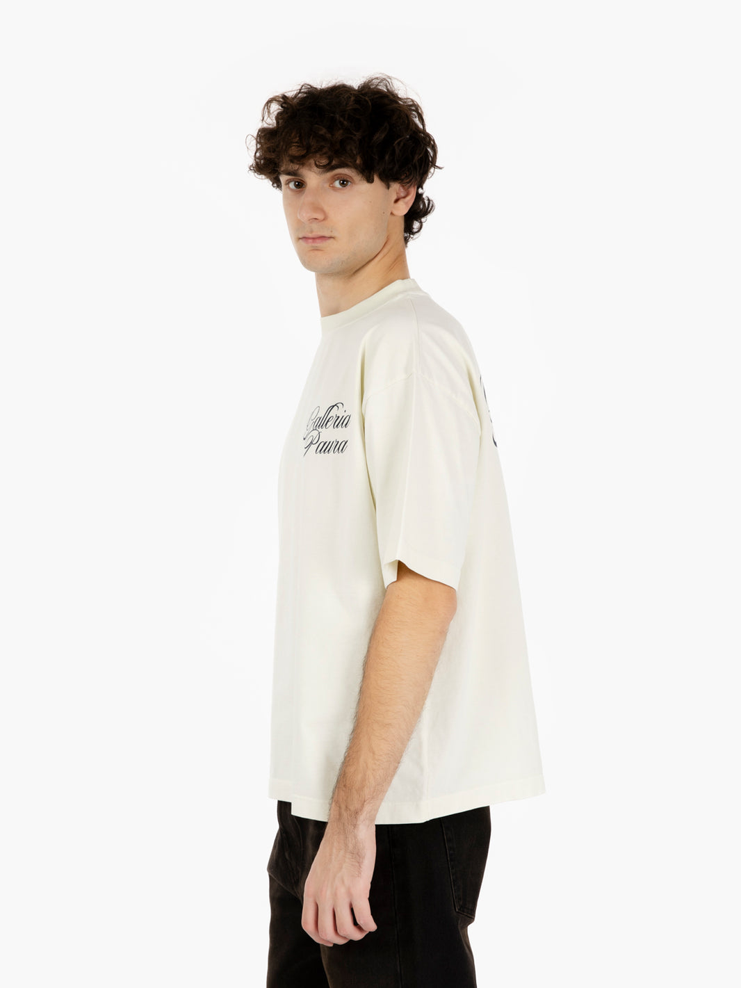 T-shirt oversize Galleria corsivo off white