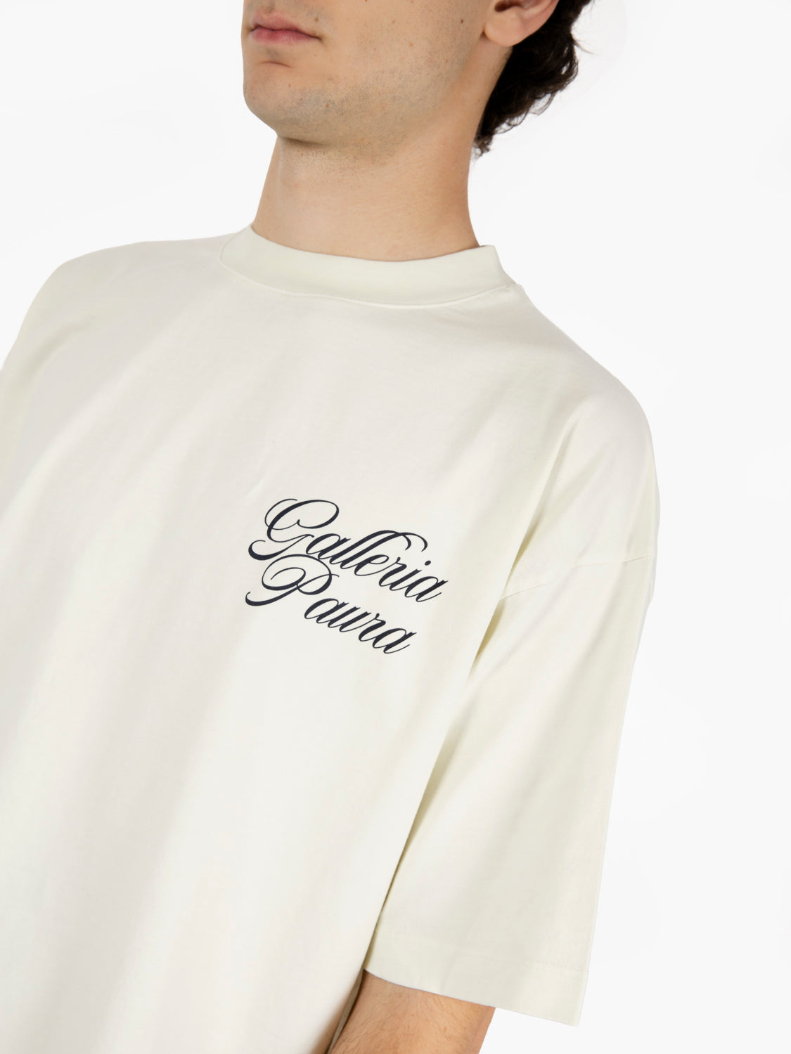 T-shirt oversize Galleria corsivo off white