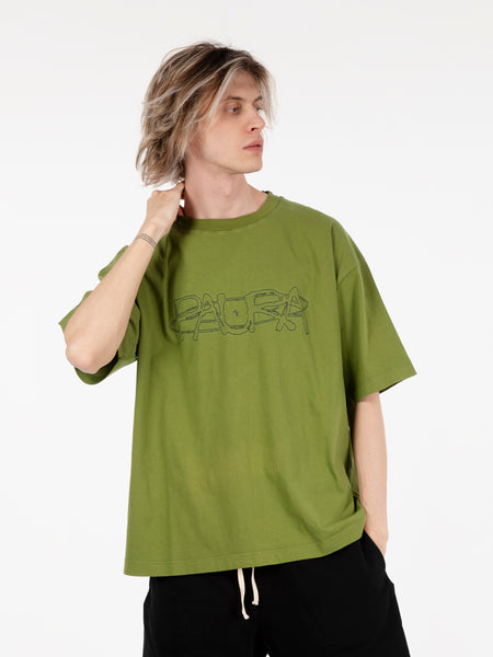 T-shirt ricamo lettering verde