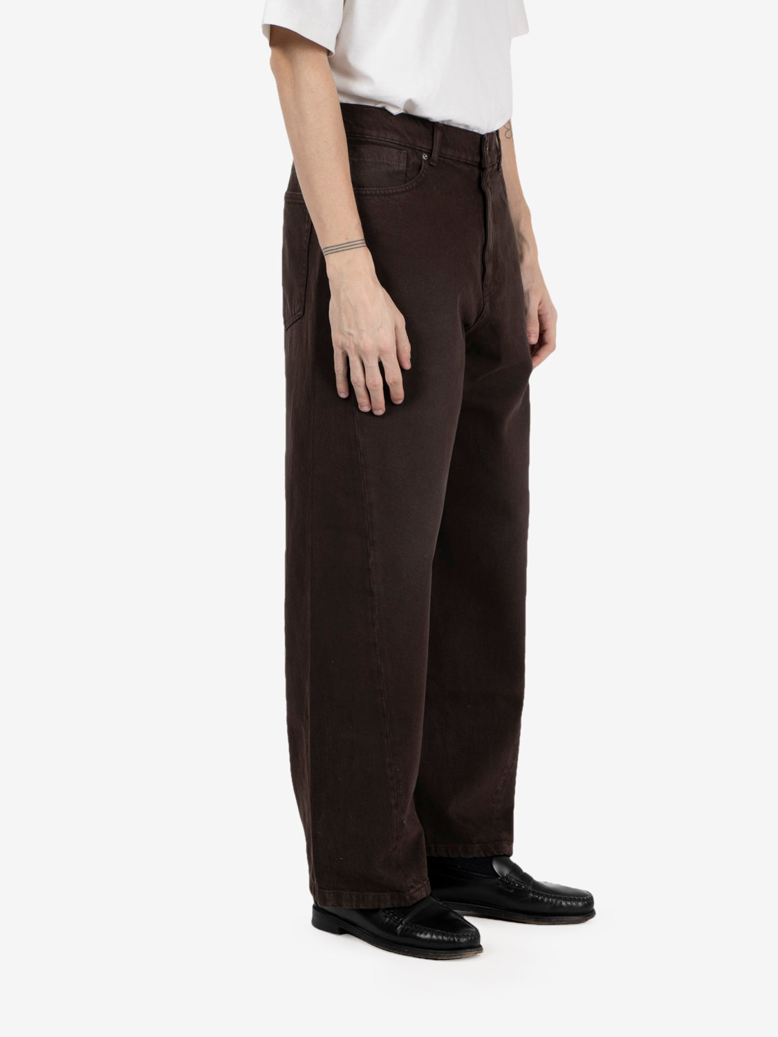 Twist oversized 5 pocket denim dark brown