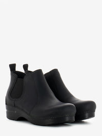 Frankie black oiled ankle boots
