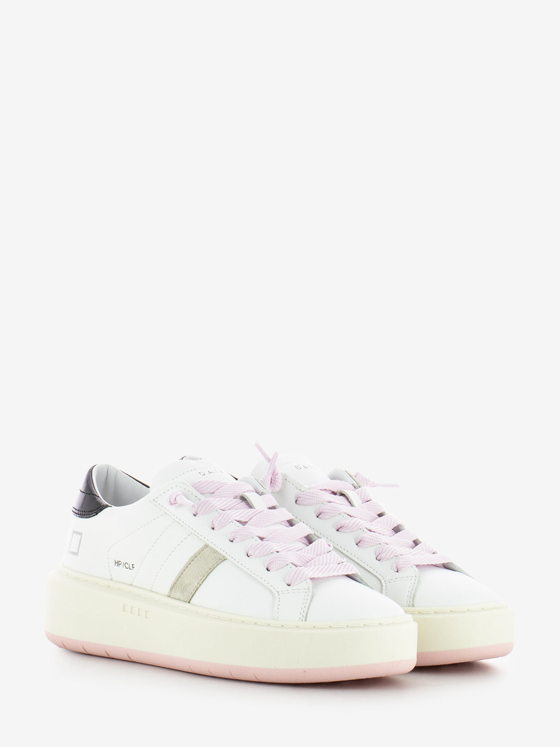 Hill Low platform sneakers calf white / black / pink