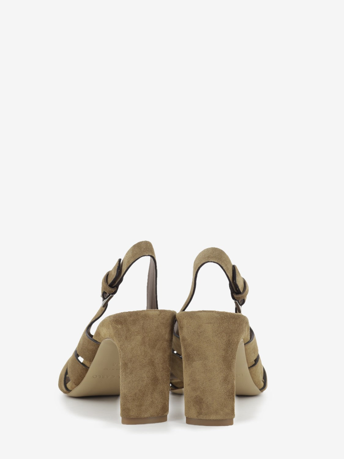 Walnut cage-effect suede sandals