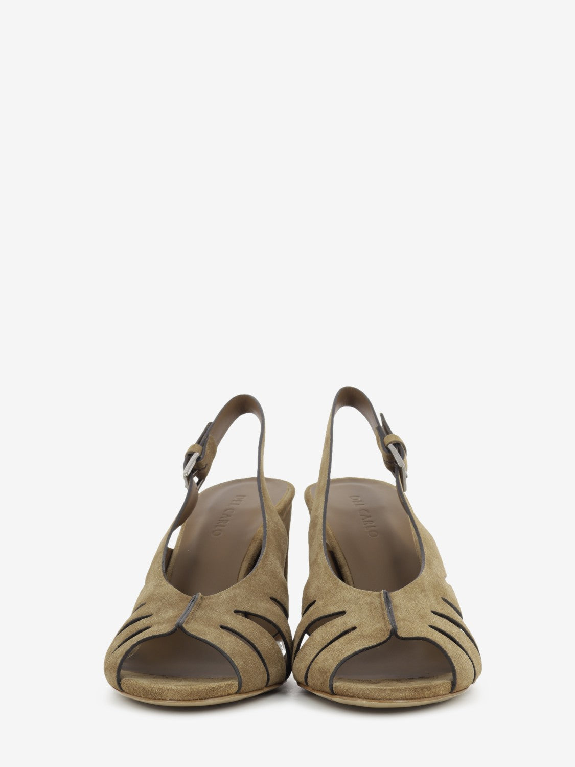 Walnut cage-effect suede sandals