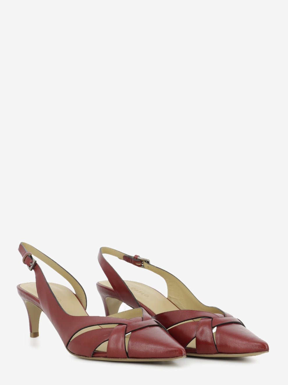Red leather slingback