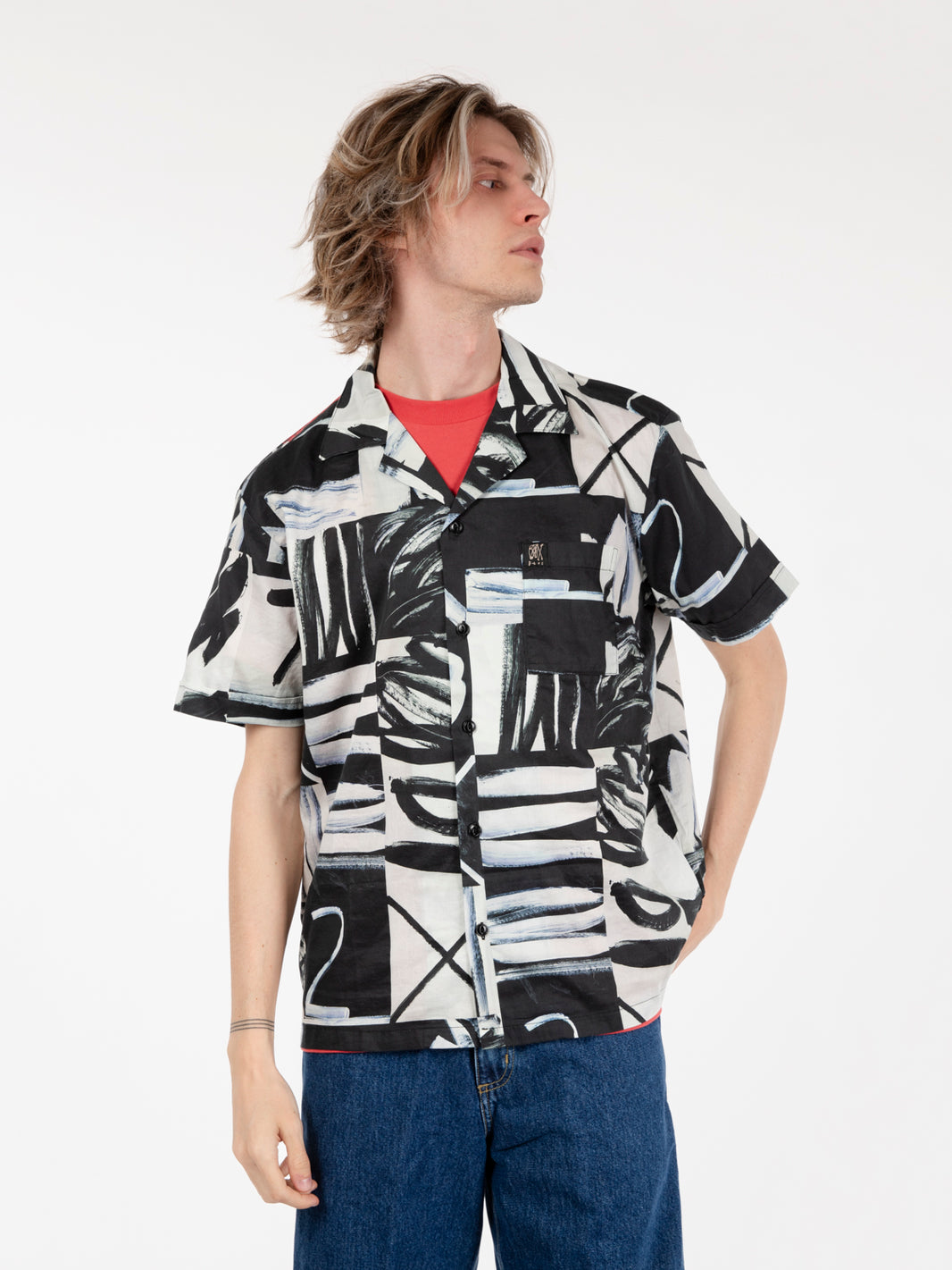 Soft cotton shirt grey / black