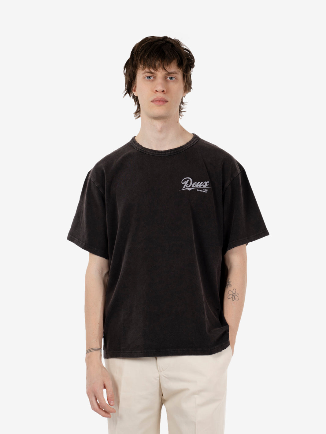 Damaged Dyed tee charcoal