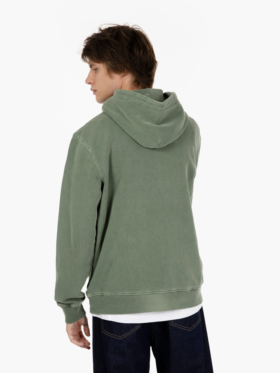 Shield garment dyed hoodie cypress green