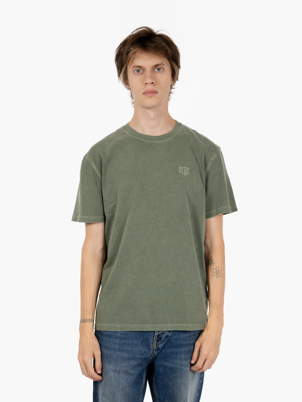 Shield garment dyed tee cypress green