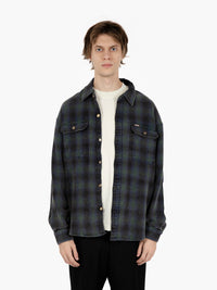 Too busy at work check shirt black / green check